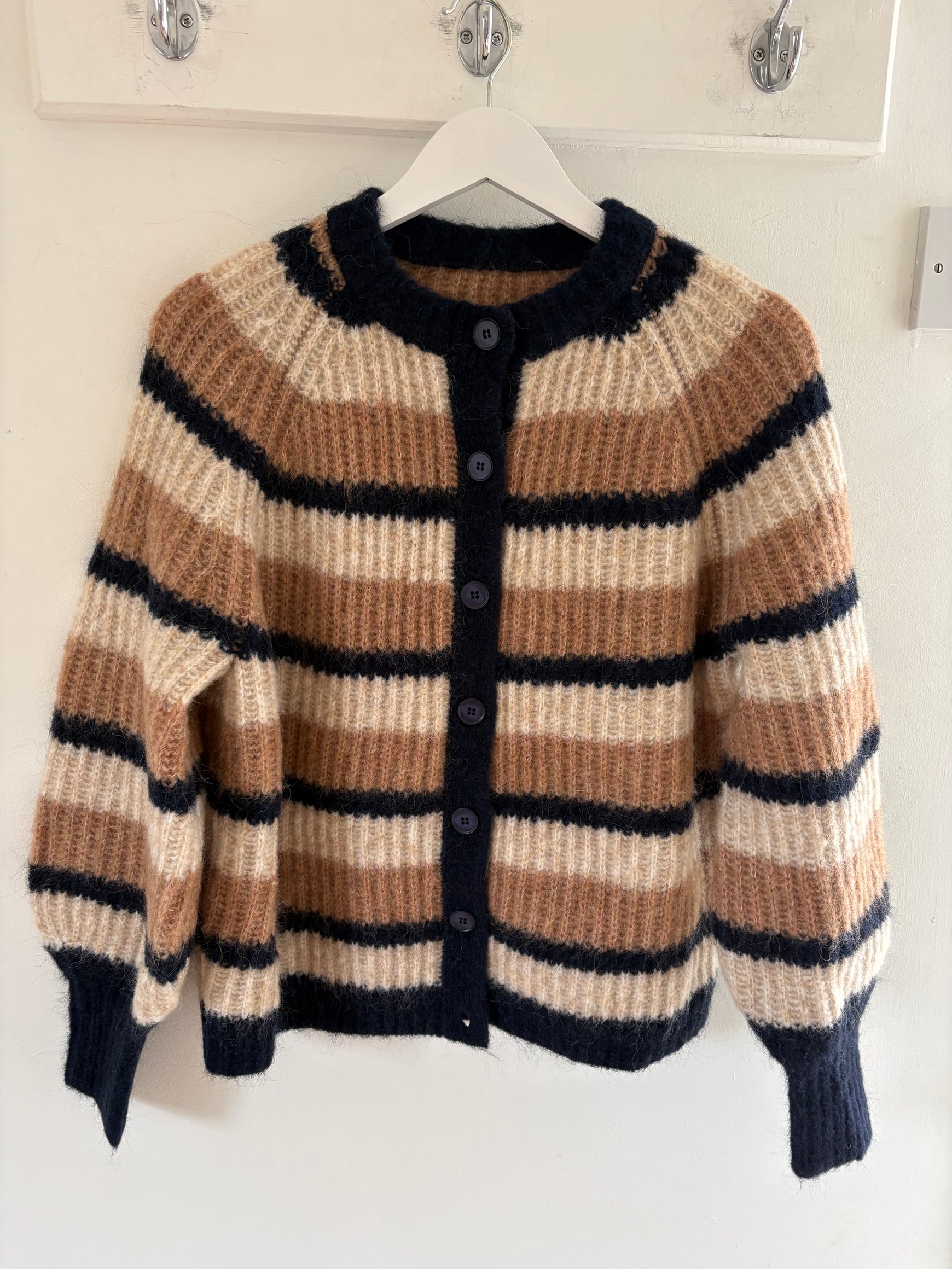 SAMPLE Alex mohair-blend striped cardigan size S (10)