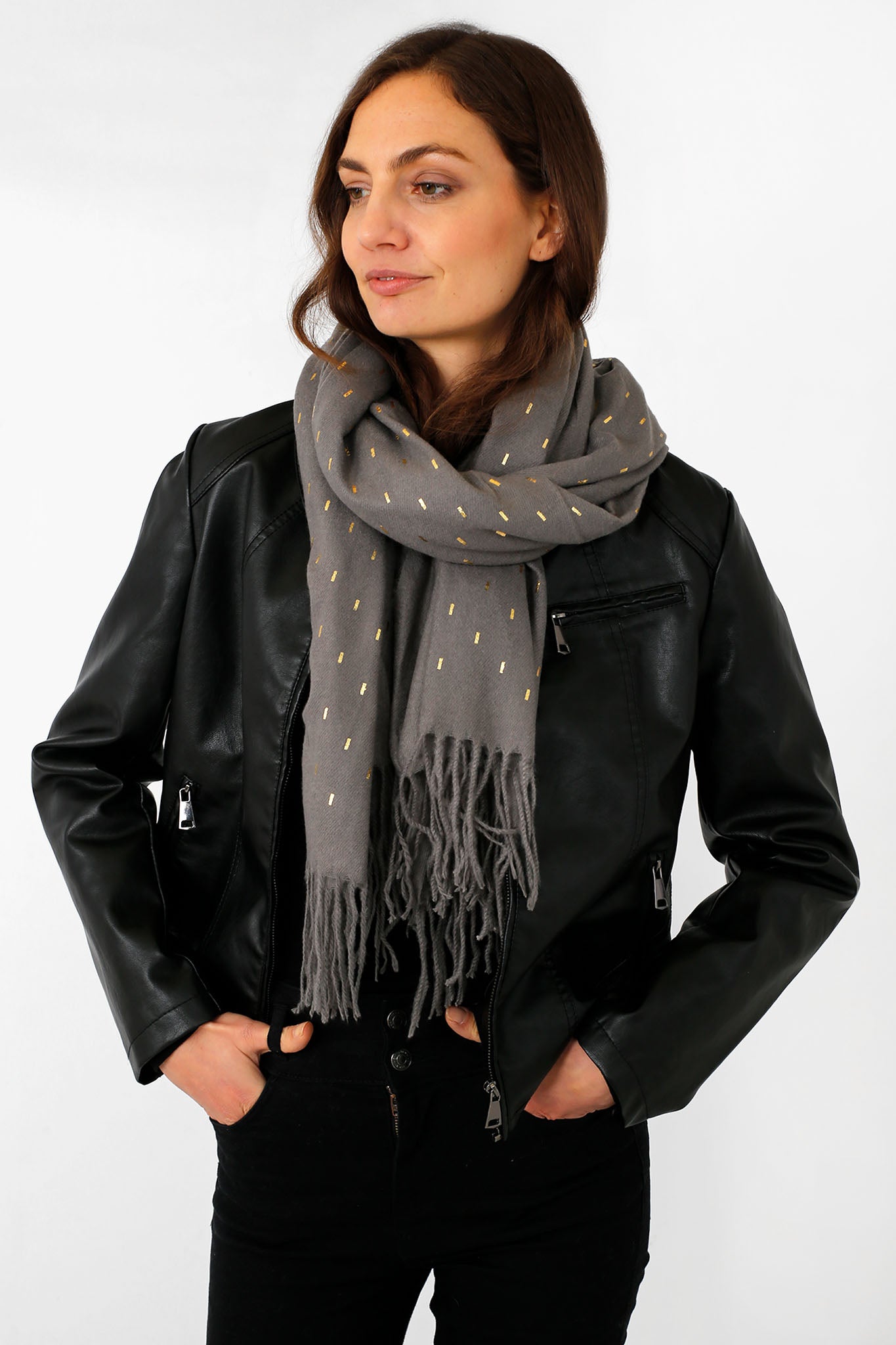 Grey metallic scarf