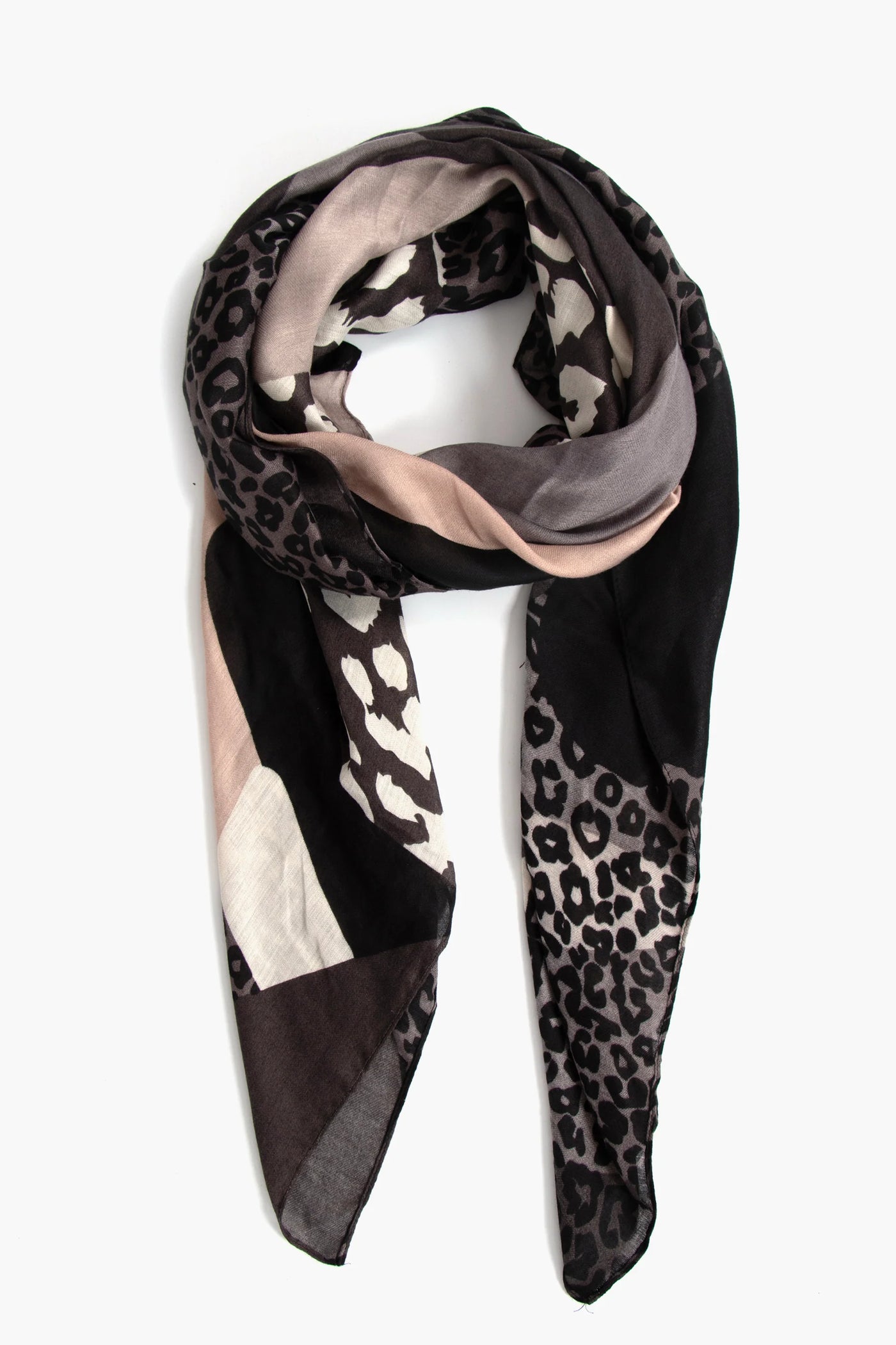 Grey and pink animal scarf