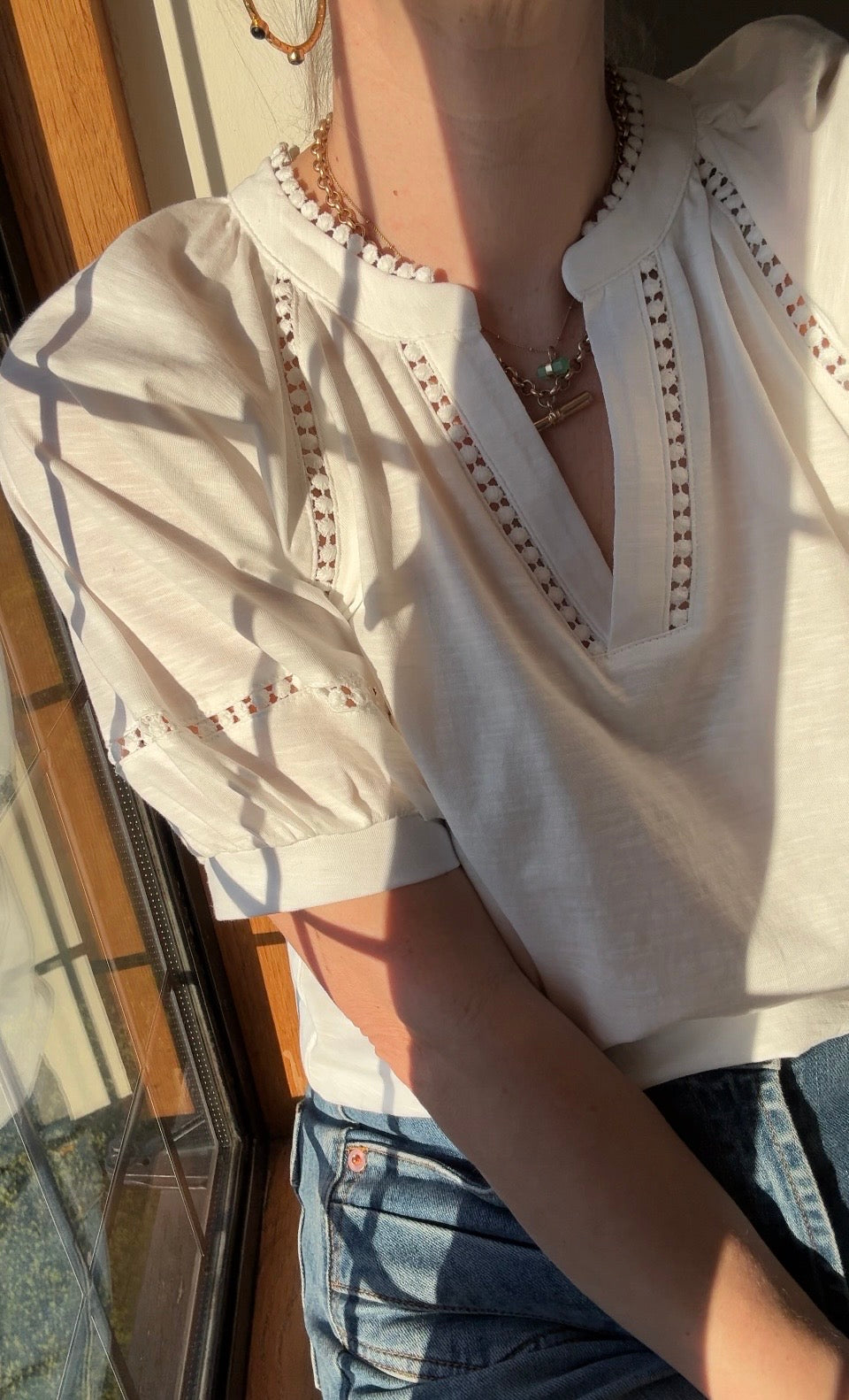 Nell cotton trim tee