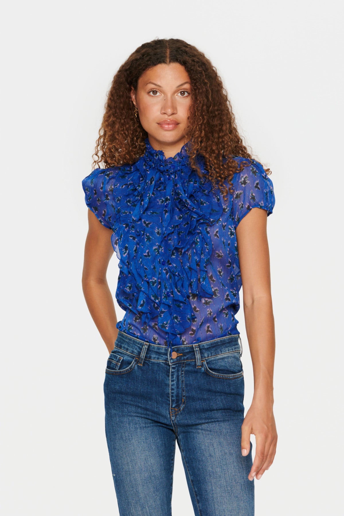 Lilja ruffle blouse in sodalite blue