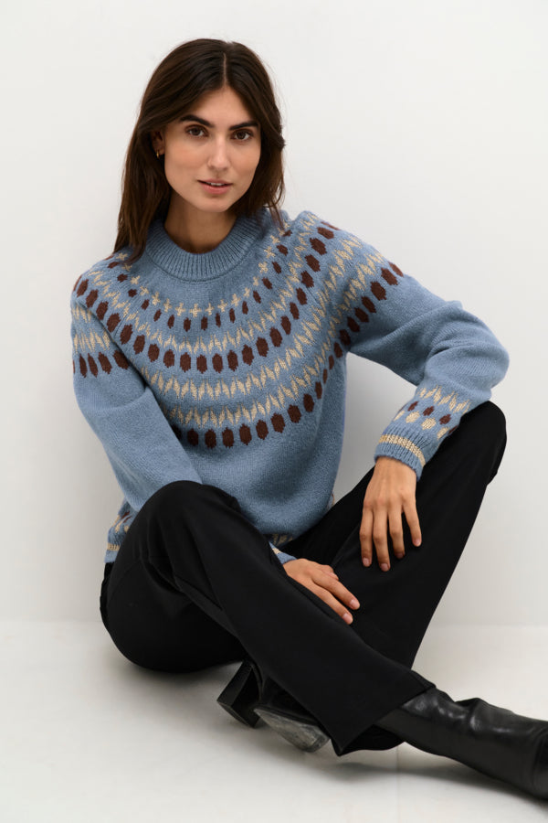 Cuthurid crew neck jumper in blue