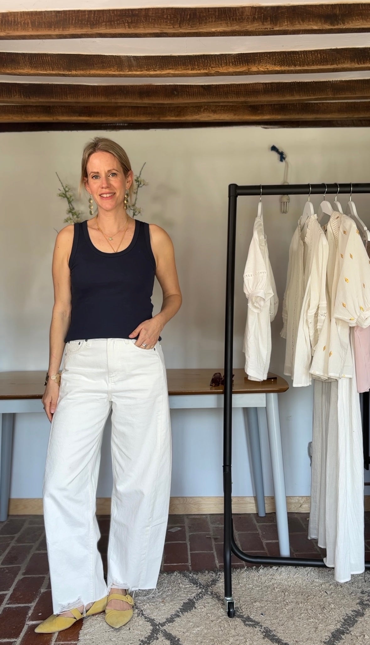 Rachel scoop neck tank vest in navy