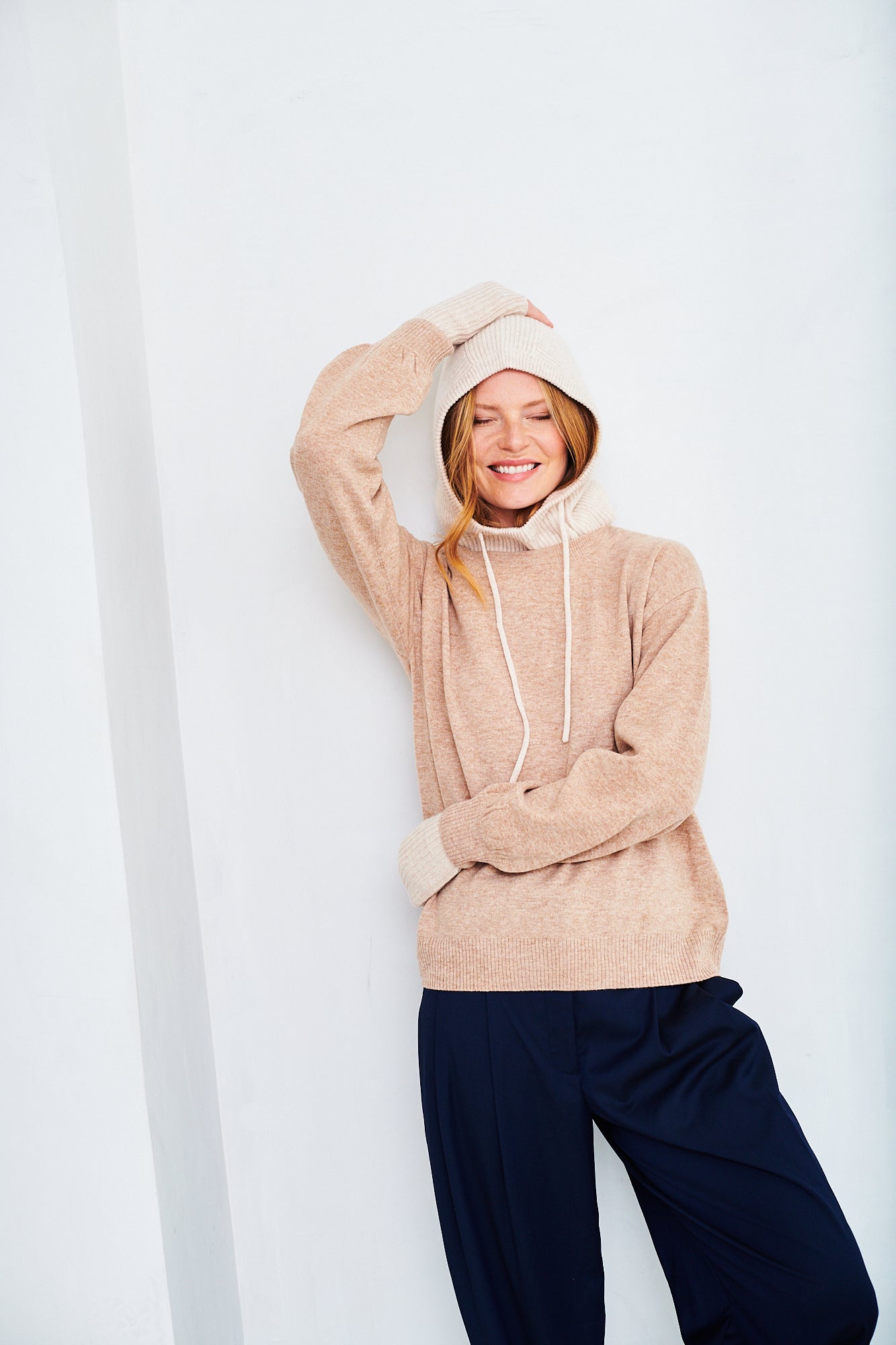Knitted hooded snood