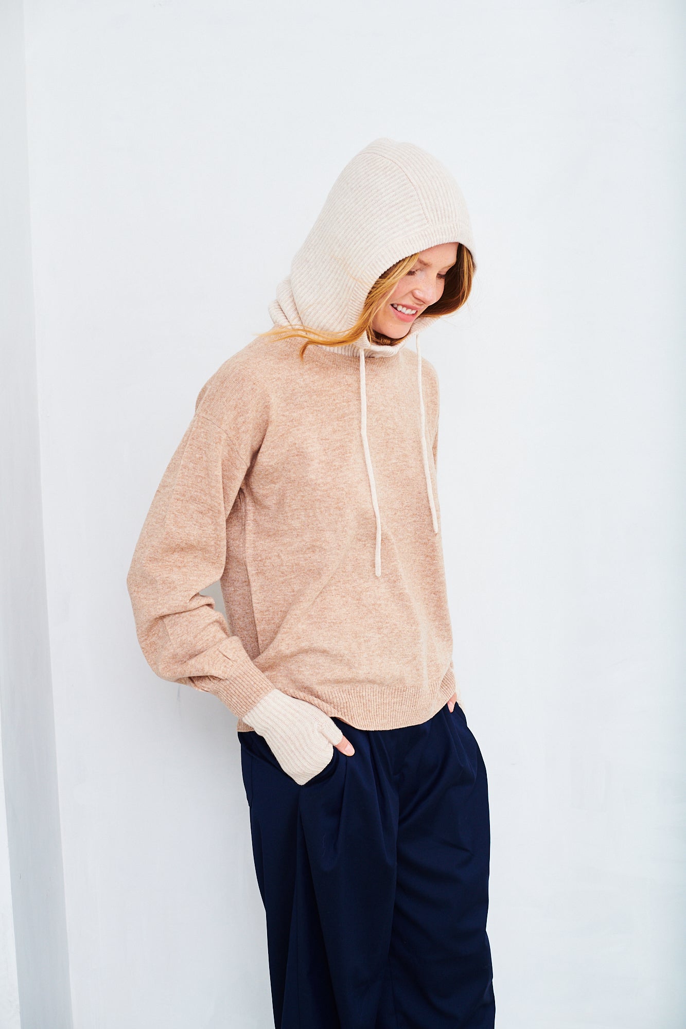 Knitted hooded snood