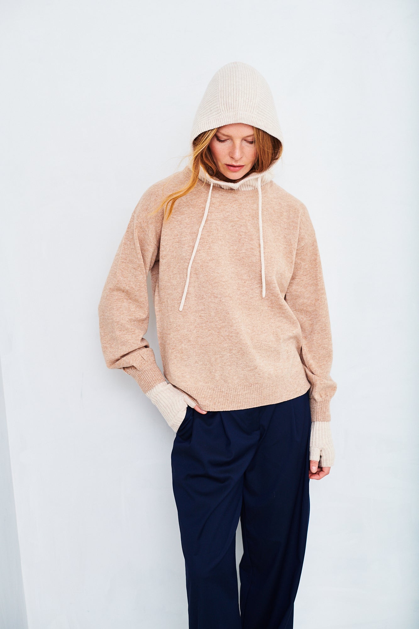 Knitted hooded snood