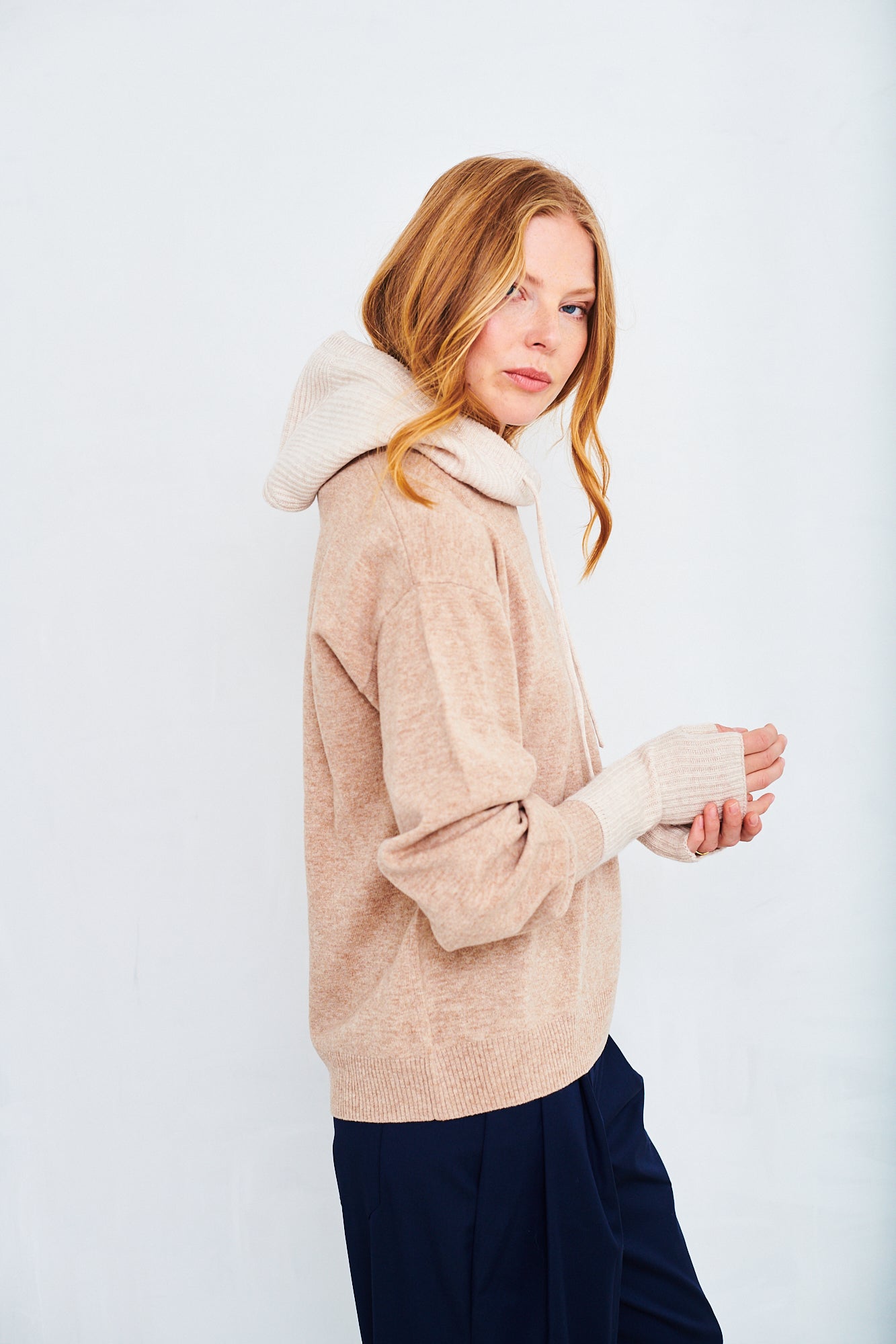 Knitted hooded snood