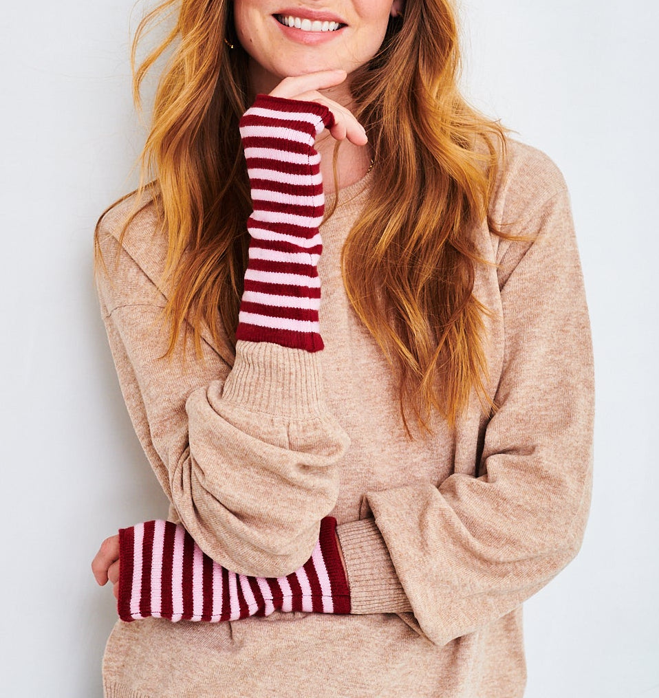Claudia gloves in burgundy/pink