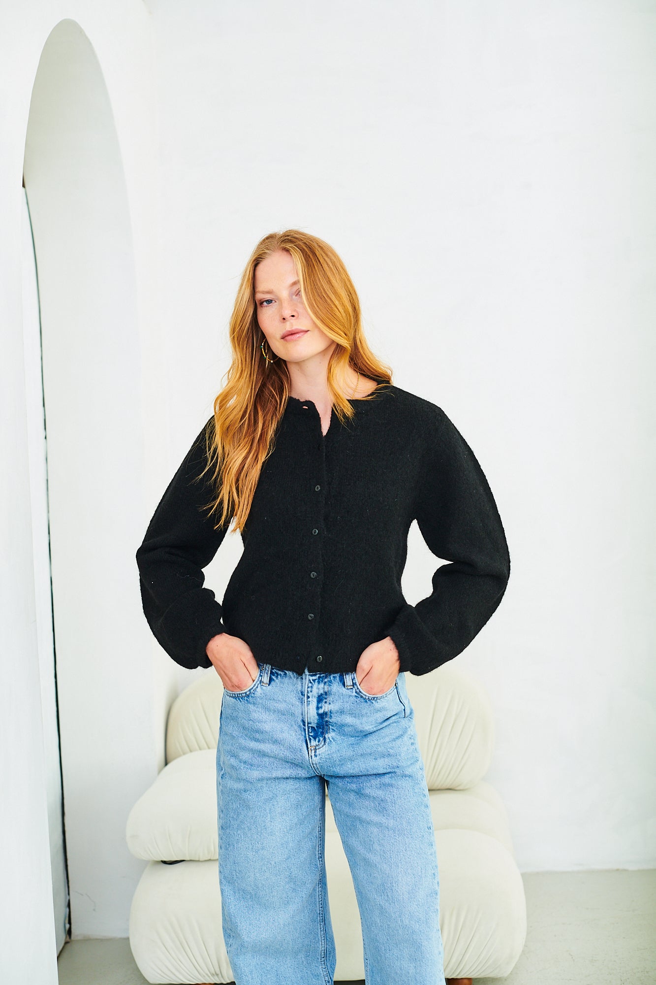 Bow cardi in black