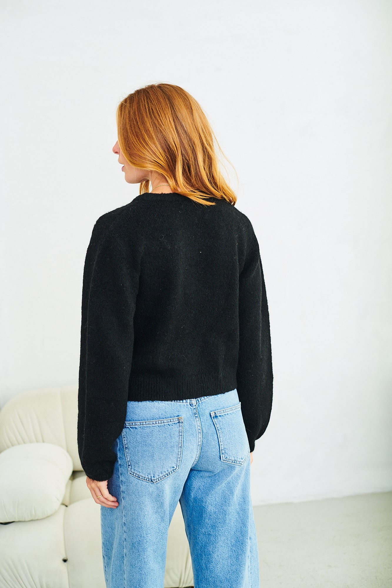 Bow cardi in black