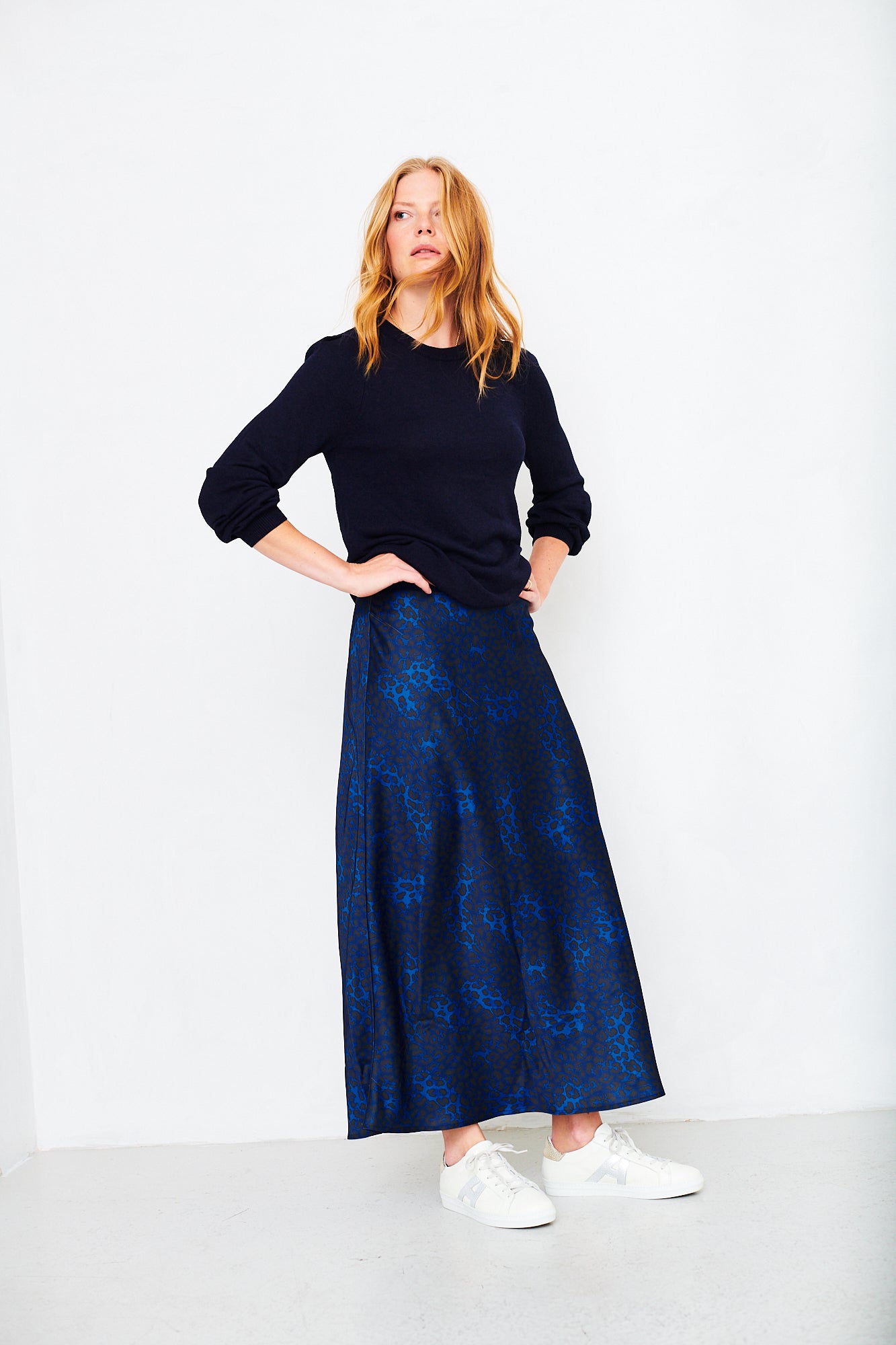 COMING SOON Tara skirt in blue leopard