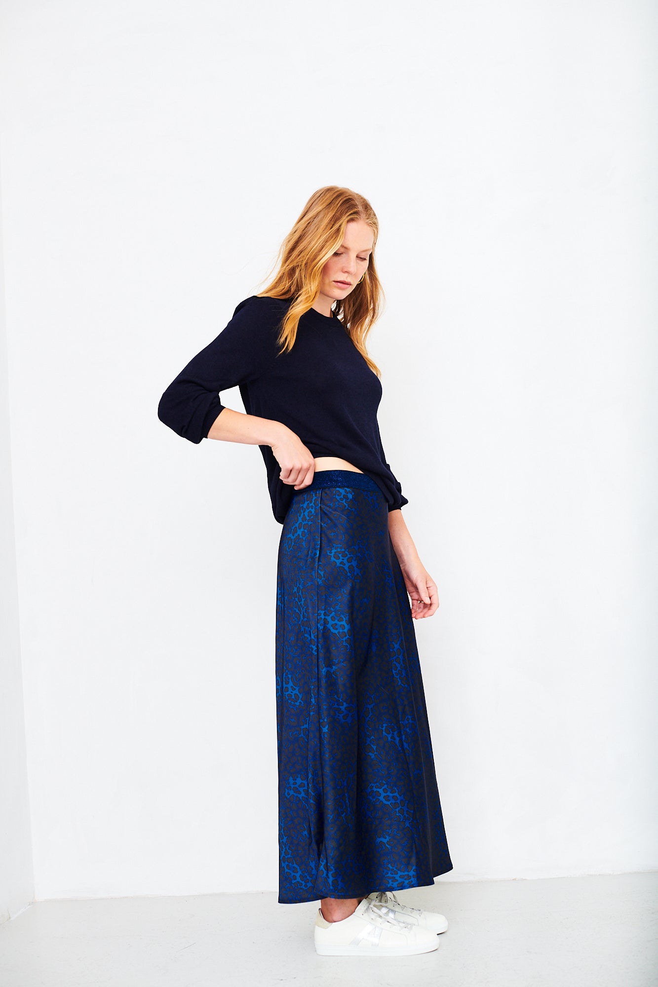 COMING SOON Tara skirt in blue leopard