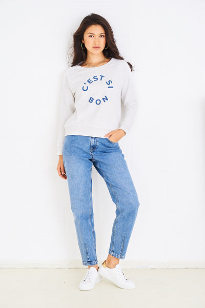 C'est Si Bon sweatshirt in grey with blue