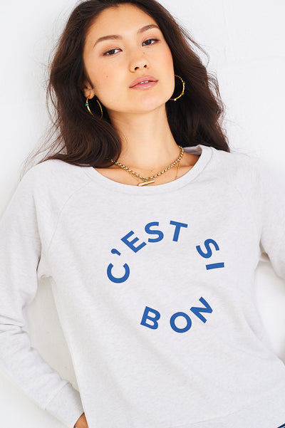 C'est Si Bon sweatshirt in grey with blue