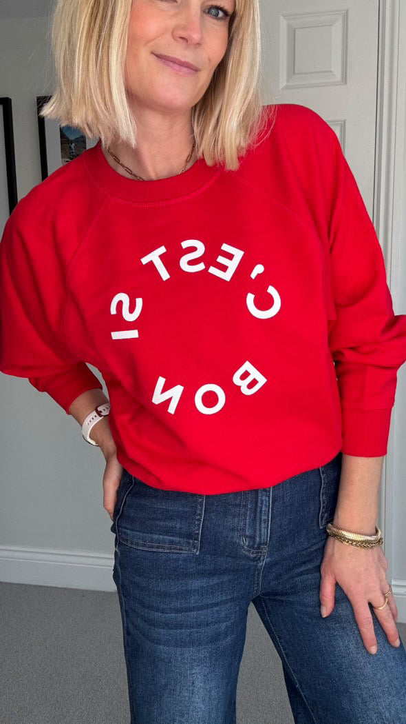 C'est Si Bon organic cotton sweatshirt in red