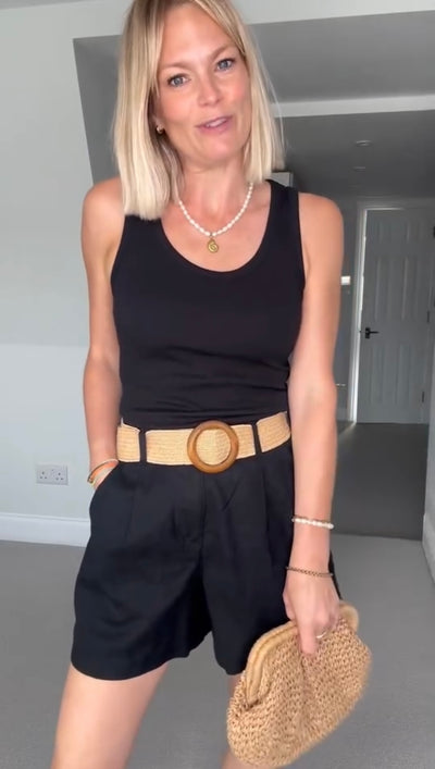 Rachel scoop neck tank vest in black