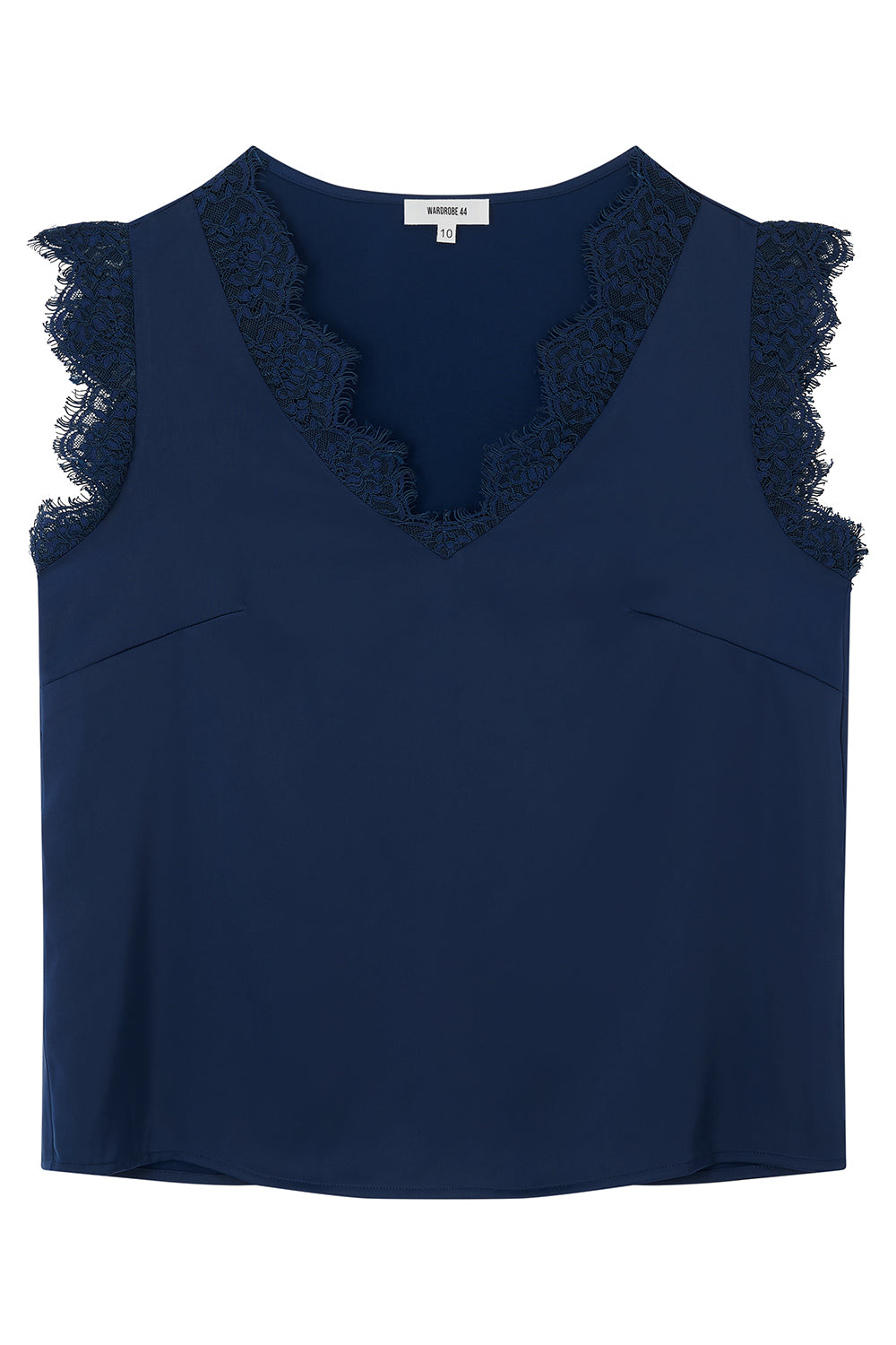 Kate lace trim top in navy