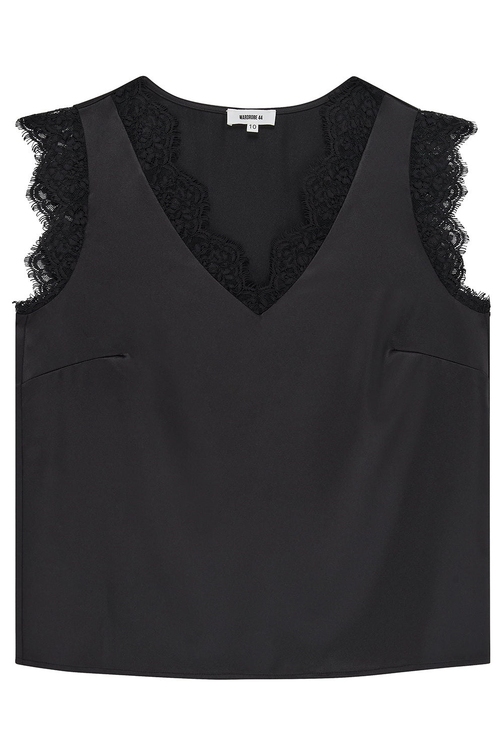 Kate lace trim top in black