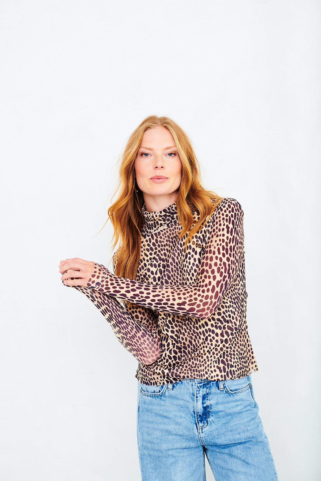 Emma mesh top in cheetah