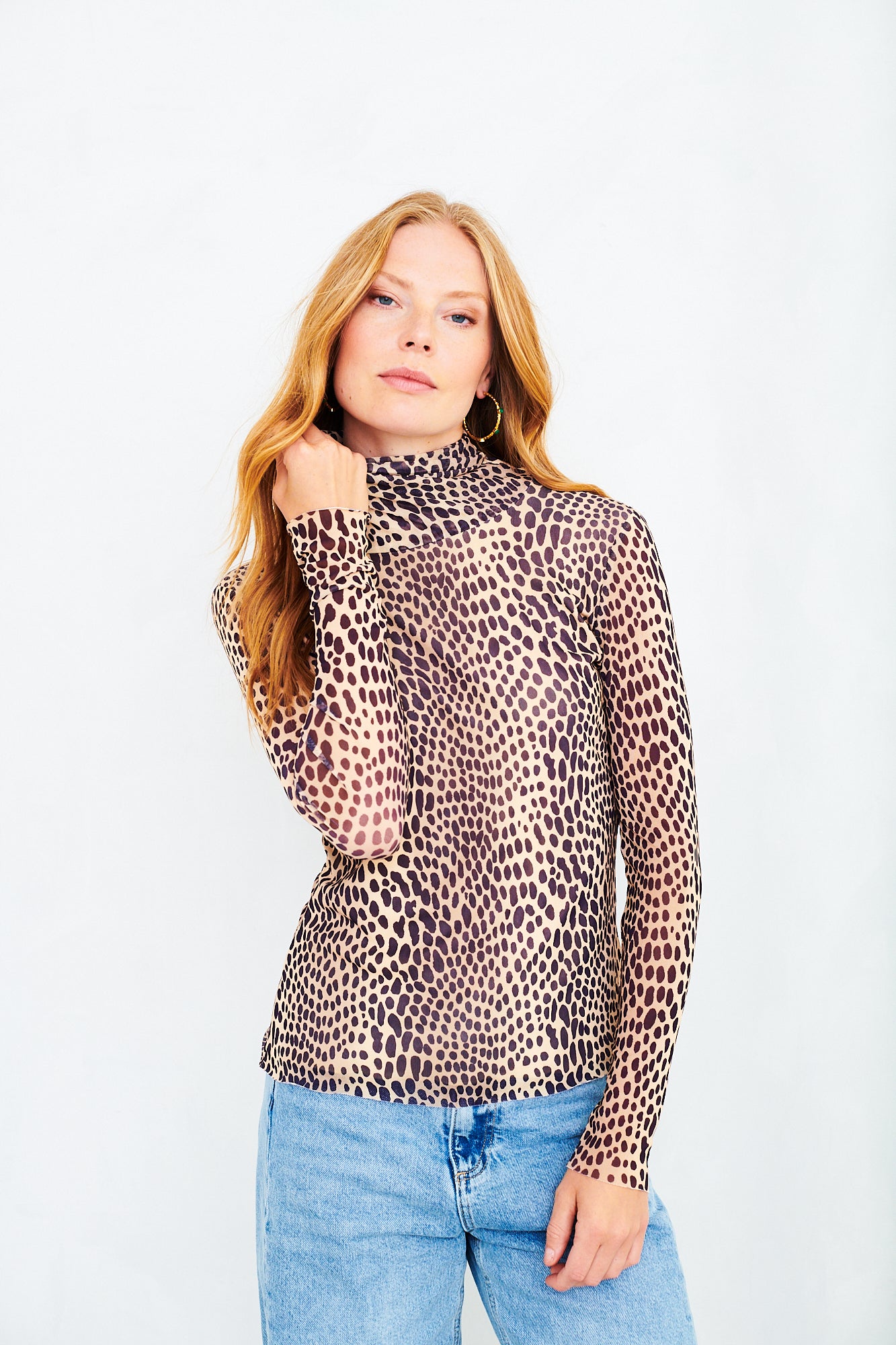 Emma mesh top in cheetah