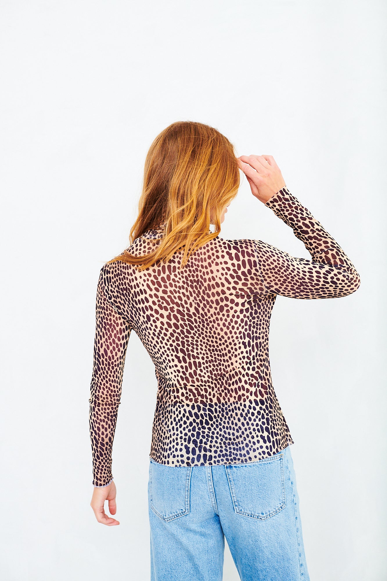 Emma mesh top in cheetah