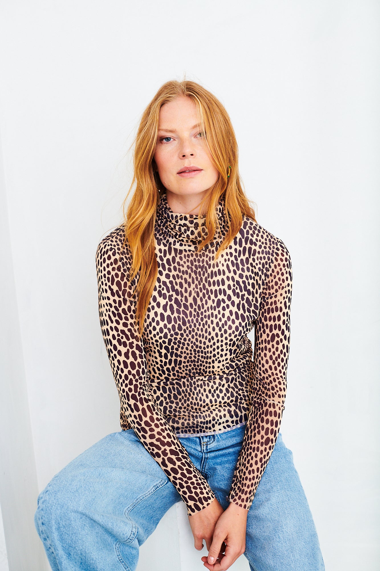 Emma mesh top in cheetah
