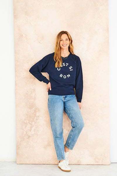 C'est Si Bon organic cotton sweatshirt in navy
