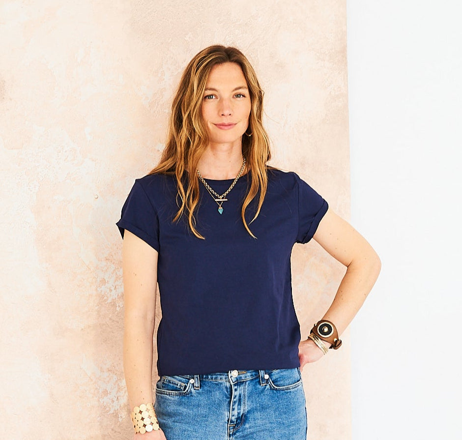 Freya organic cotton t-shirt in navy
