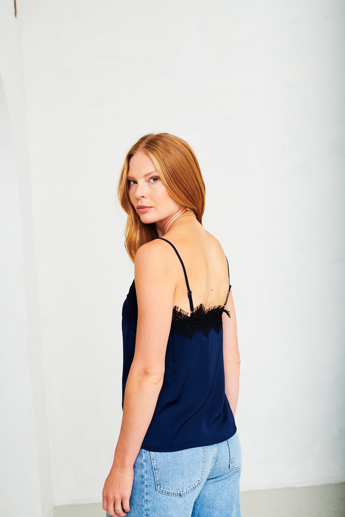Pia contrast cami in navy