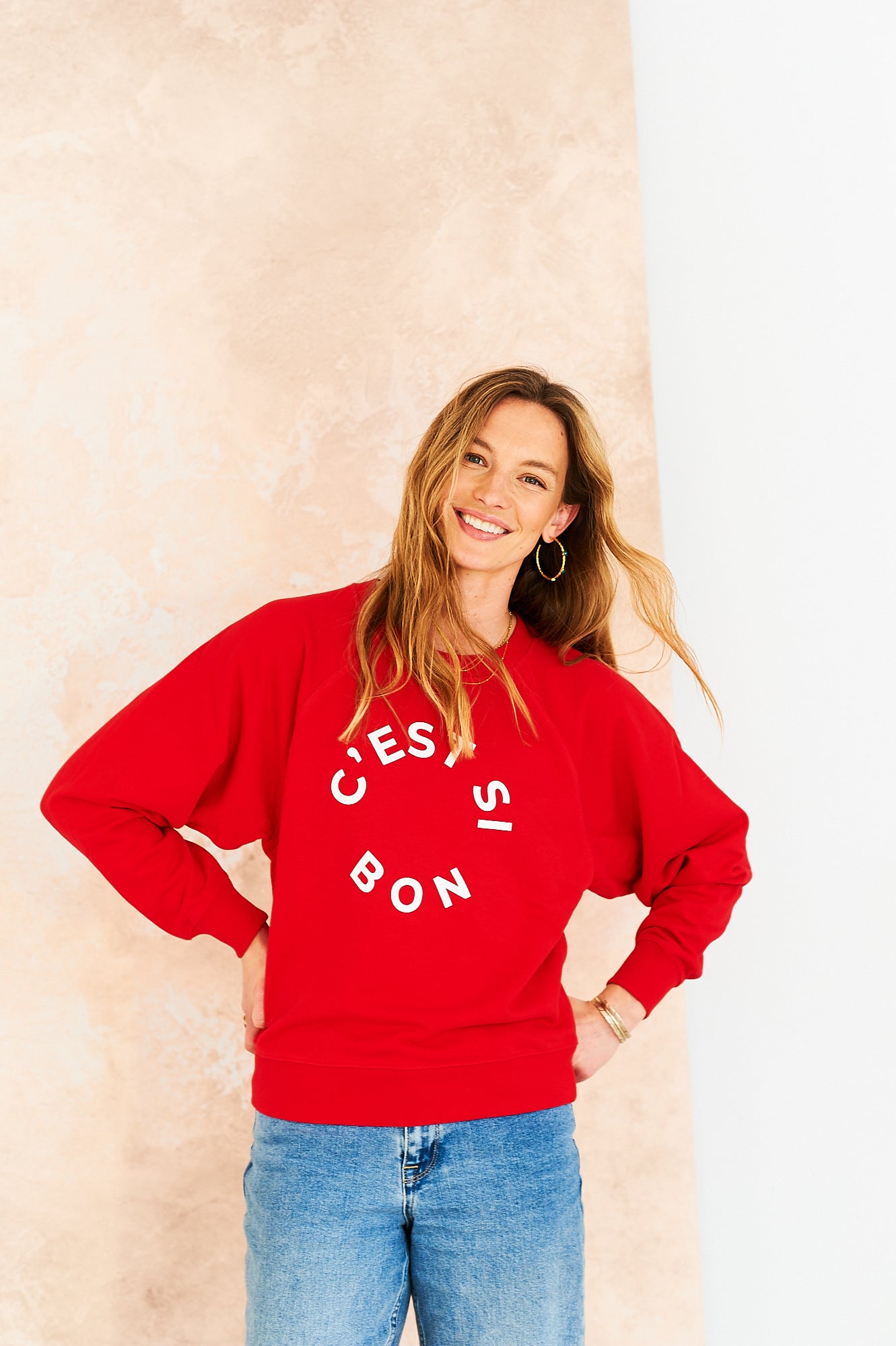 C'est Si Bon organic cotton sweatshirt in red