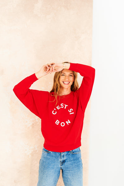 C'est Si Bon organic cotton sweatshirt in red