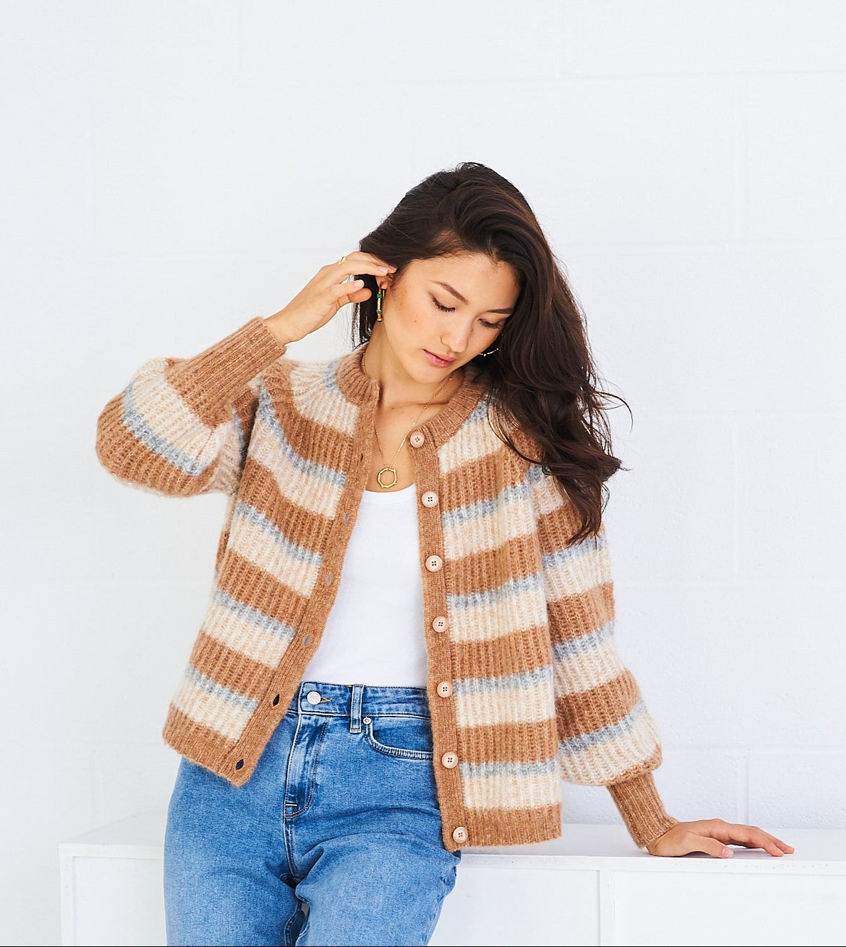 Alex mohair-blend striped cardigan