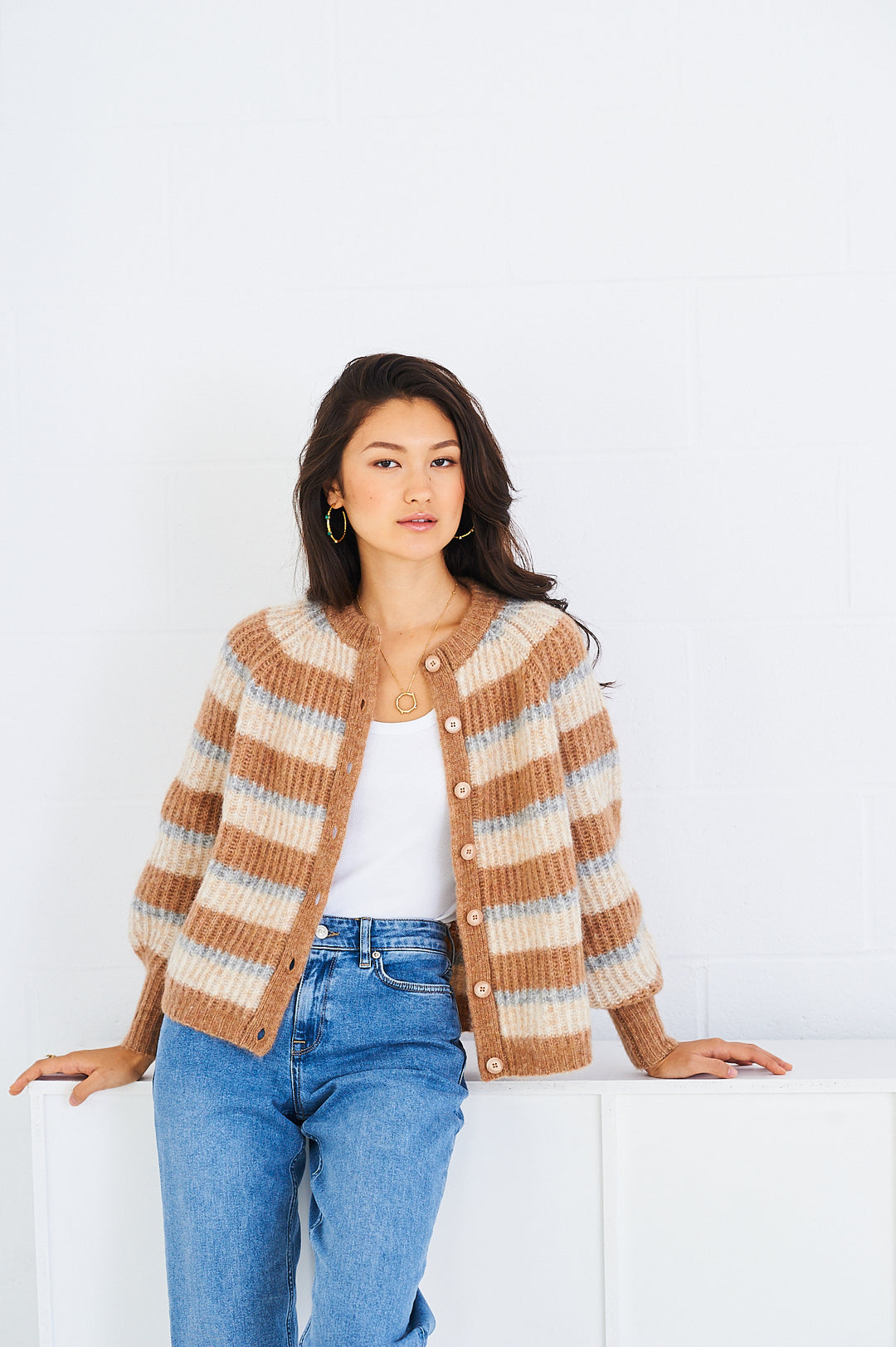 Mohair-blend striped cardigan – Wardrobe 44