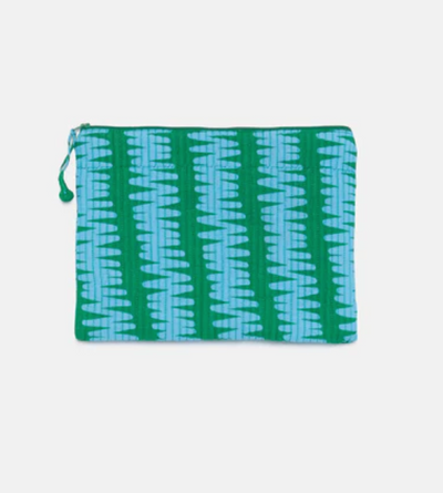 Marley green and blue cotton clutch
