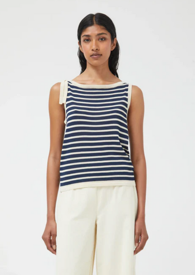 Amana navy and white stripe top
