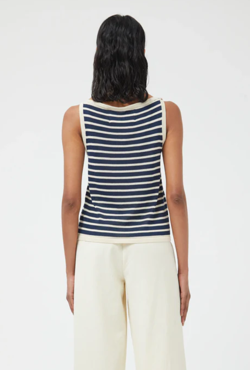 Amana navy and white stripe top