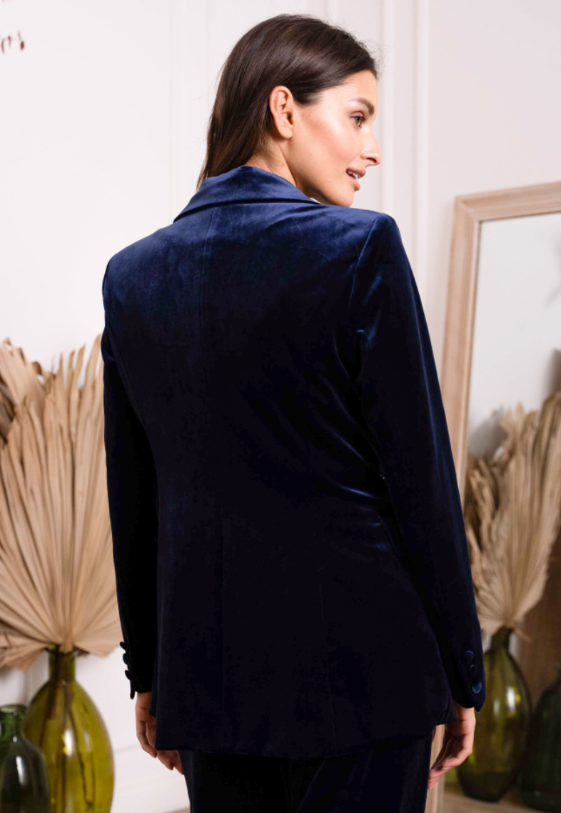 Margot velvet blazer in navy size 8
