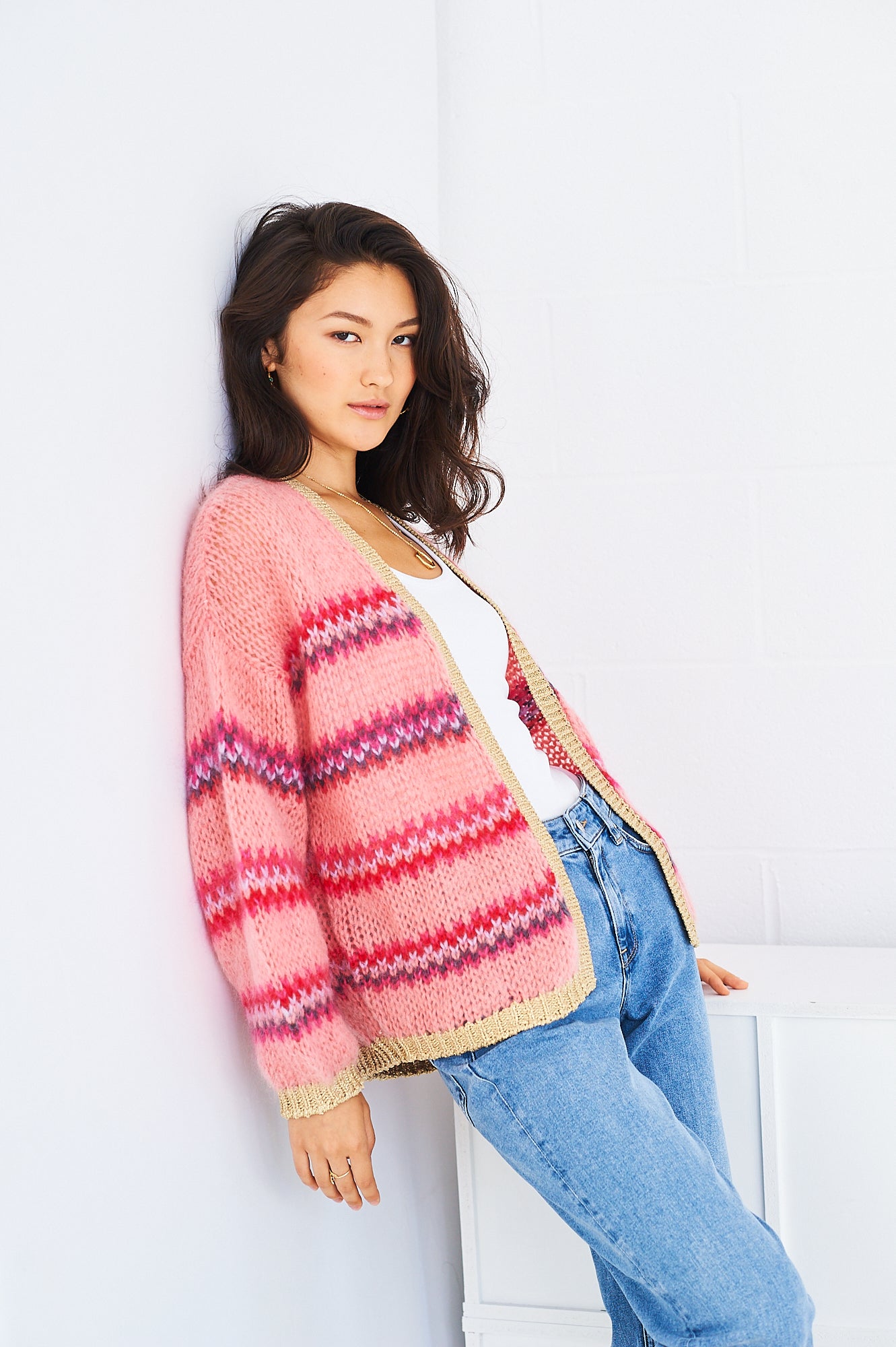 Tess mohair-blend cardigan in pink