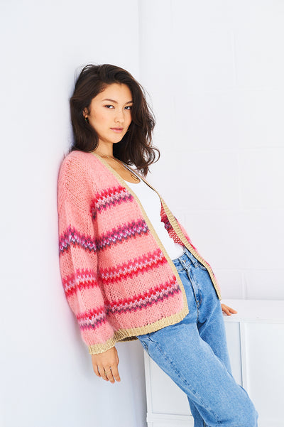 Tess mohair-blend cardigan in pink