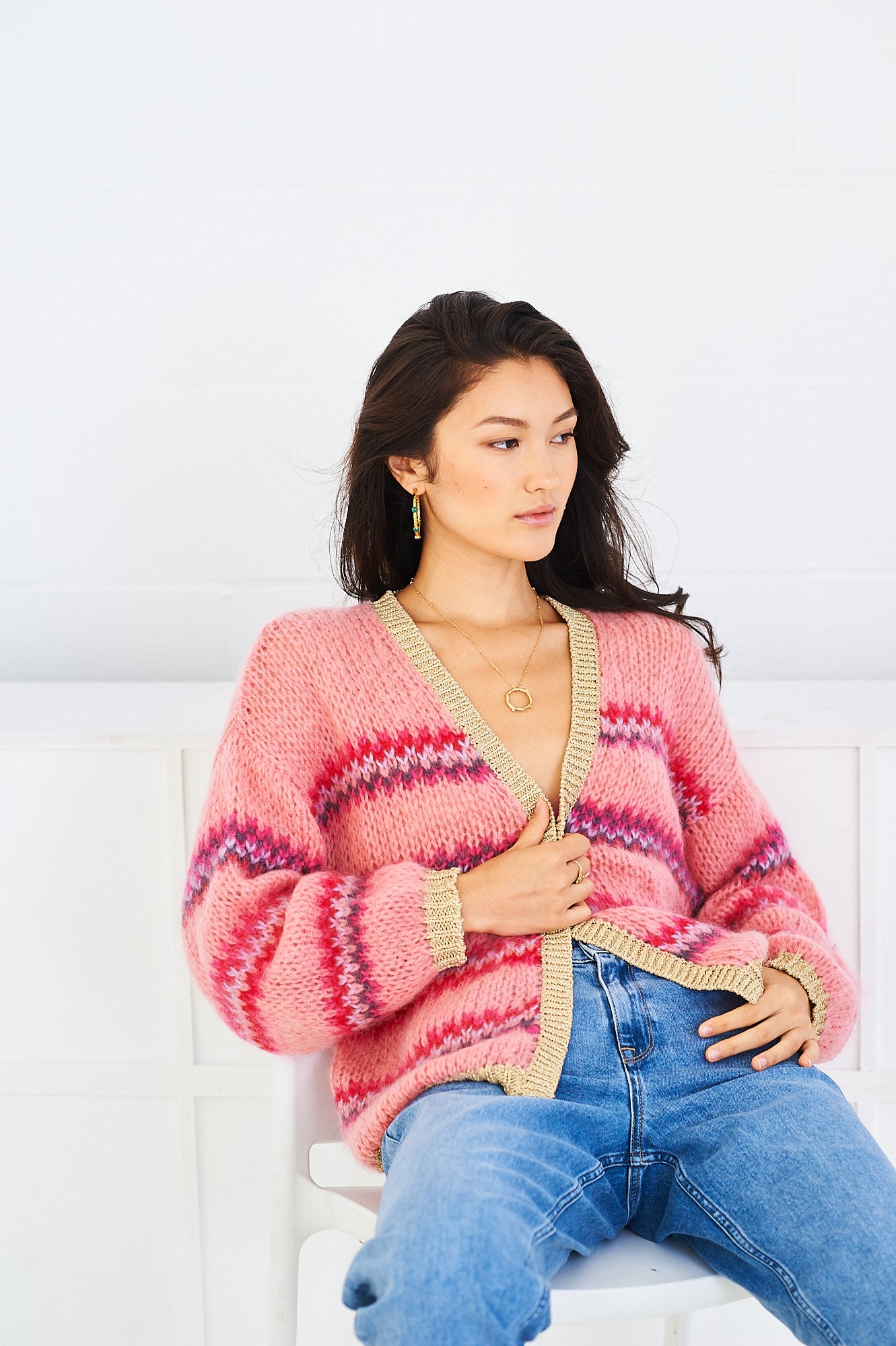 Tess mohair-blend cardigan in pink