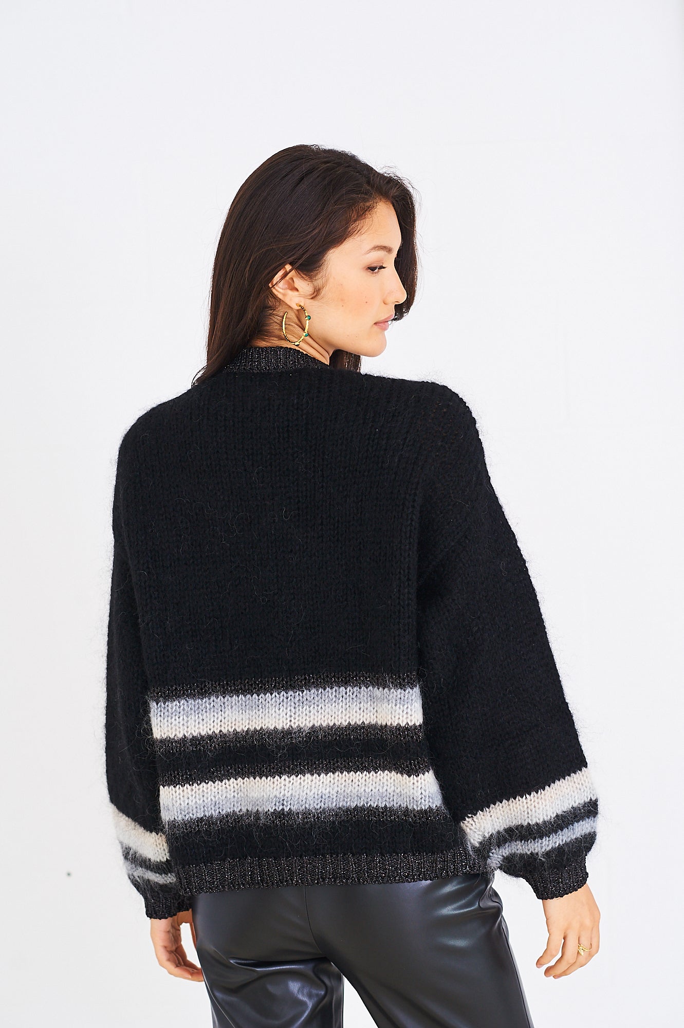 Tess mohair-blend cardigan in black