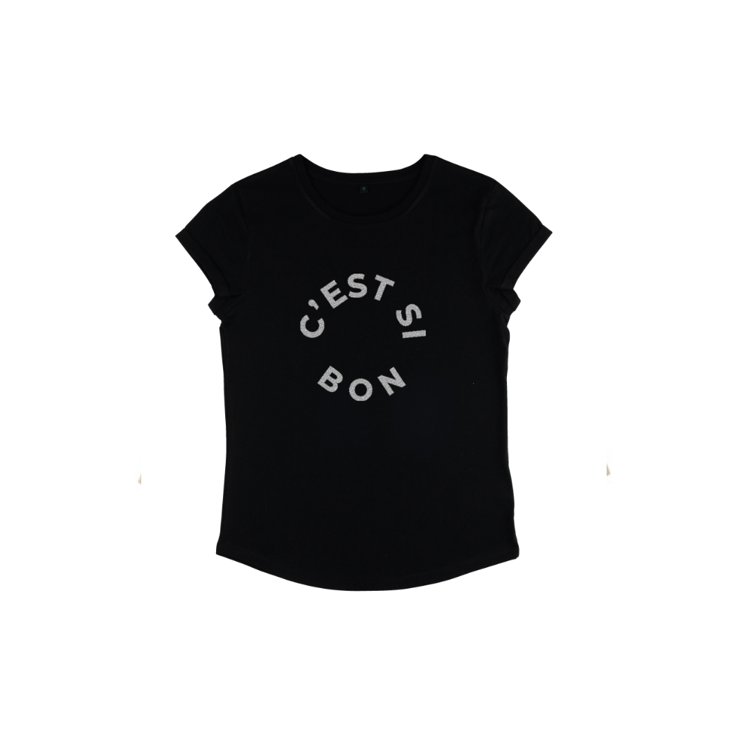 C'est Si Bon organic cotton tee in black with silver