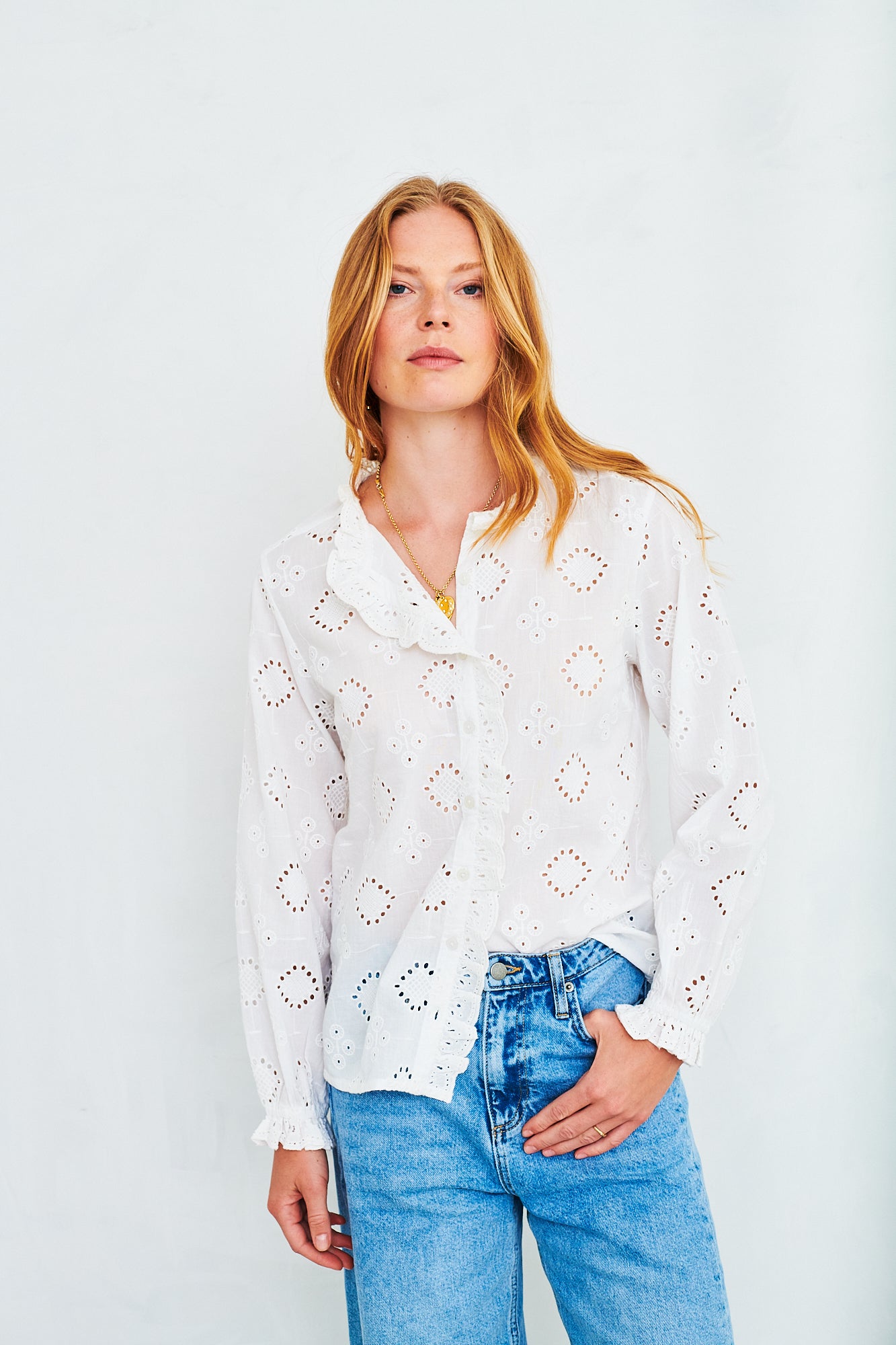 Evie broderie blouse