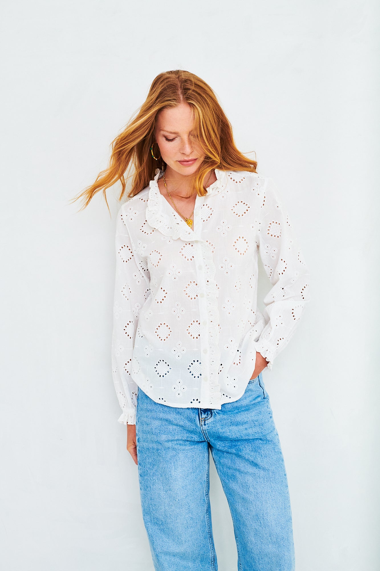 Evie broderie blouse