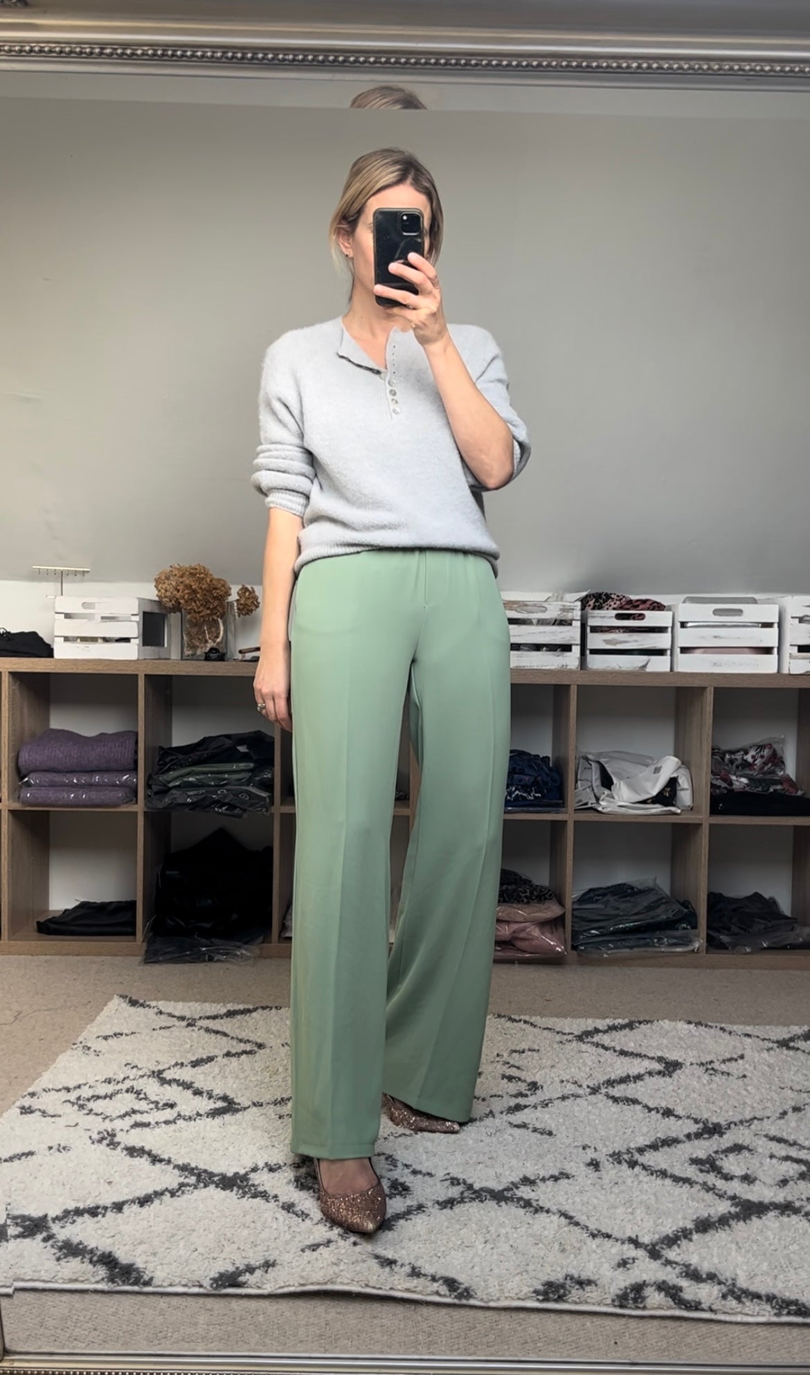 Hera wide leg trousers in sage