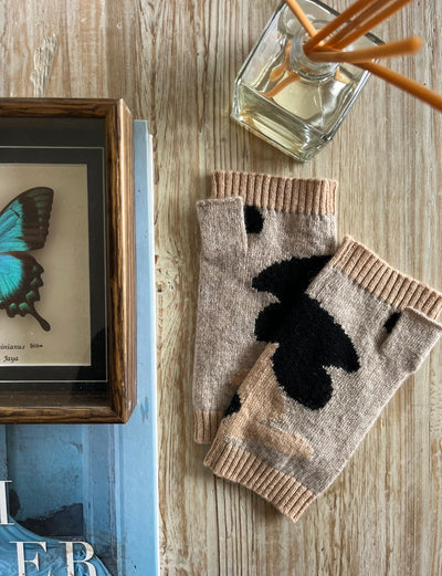 She’s Leopard camo cashmere wristwarmers