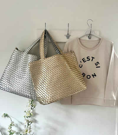 Tabitha reversible bag in pale gold/silver