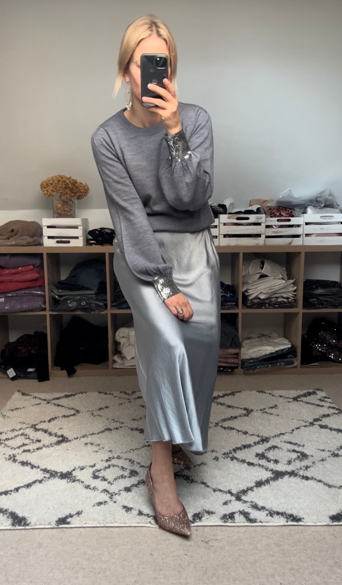 Sienna sequin cuff knit in grey