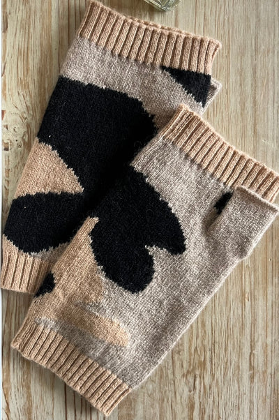 She’s Leopard camo cashmere wristwarmers