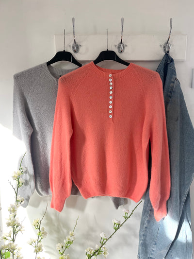 Carolin button front knit in coral